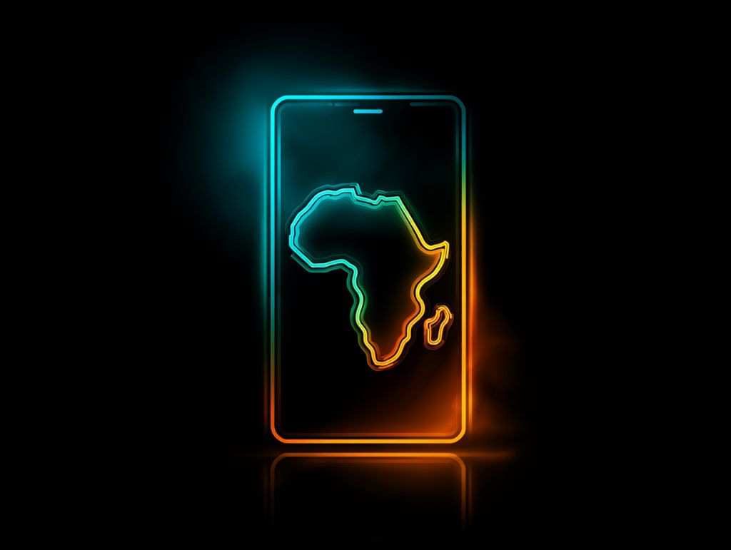 AI-Mobile icon showing neon phone with tree and books